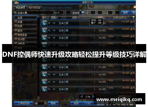 DNF控偶师快速升级攻略轻松提升等级技巧详解